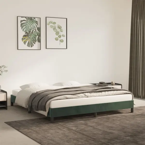 Gossi cadru de pat, verde inchis, 160x200 cm, catifea