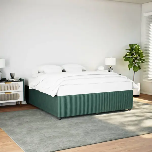 Gossi cadru de pat, verde inchis, 180 x 200 cm, catifea