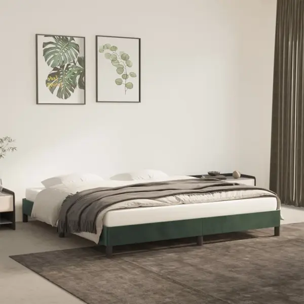 Gossi cadru de pat, verde inchis, 180 x 200 cm, catifea