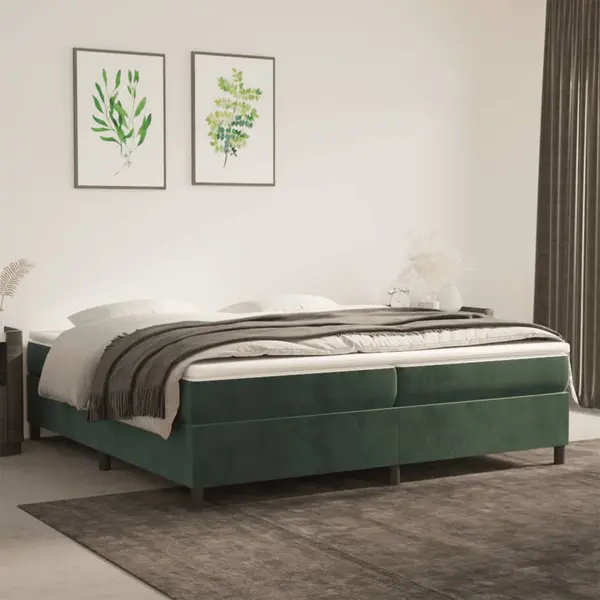 Gossi cadru de pat, verde inchis, 200x200 cm, catifea