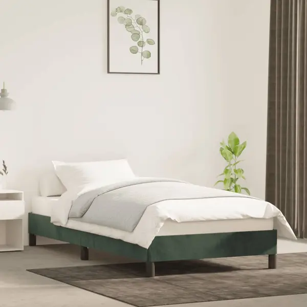 Gossi cadru de pat, verde inchis, 90x190 cm, catifea