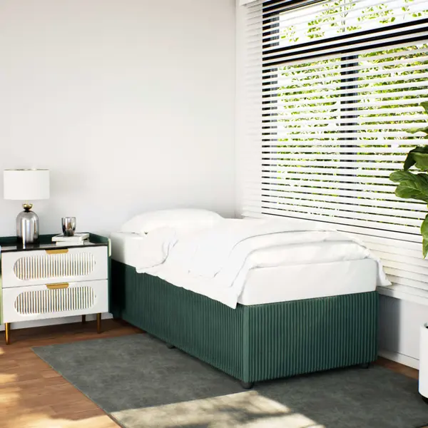 Gossi cadru de pat, verde inchis, 90x190 cm, catifea