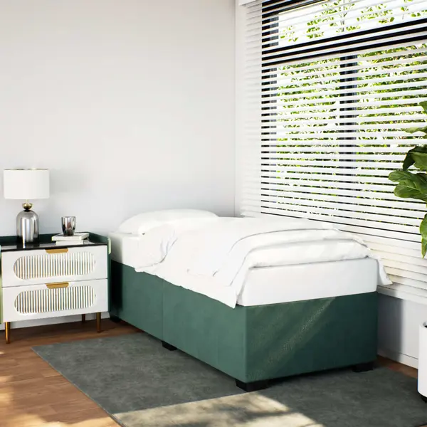 Gossi cadru de pat, verde inchis, 90x190 cm, catifea