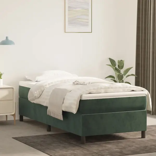 Gossi cadru de pat, verde inchis, 90x200 cm, catifea