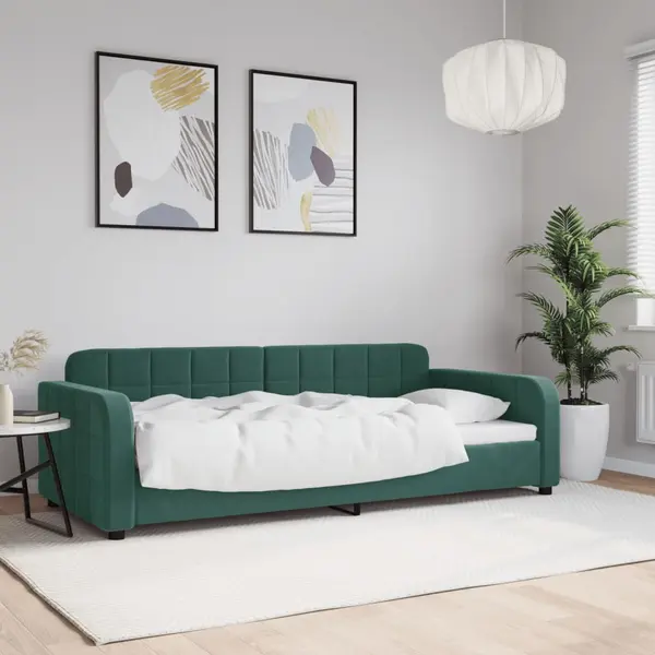 Gossi cadru de pat, verde inchis, 90x200 cm, catifea
