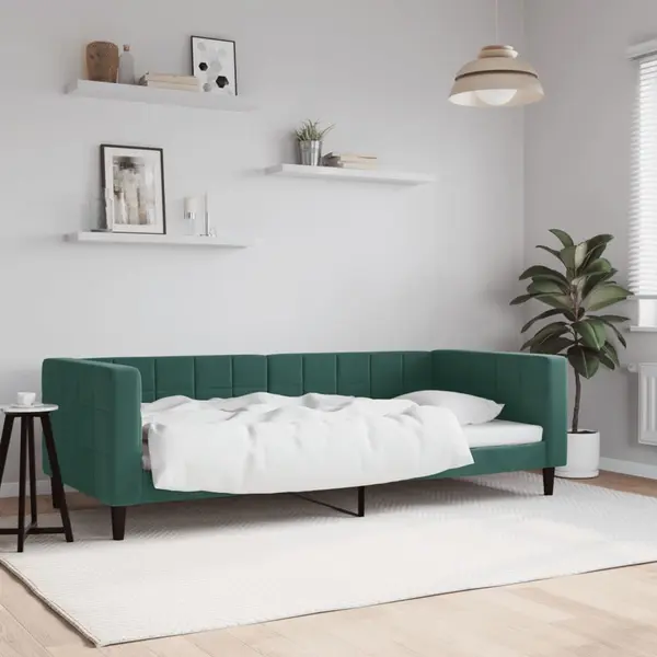 Gossi cadru de pat, verde inchis, 90x200 cm, catifea