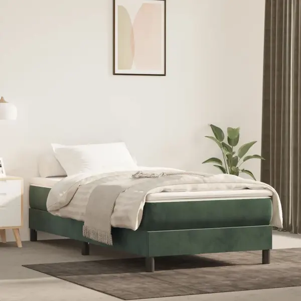 Gossi cadru de pat, verde inchis, 90x200 cm, catifea
