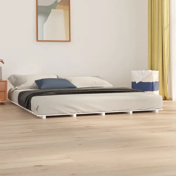 Gossi cadru pat, alb, 180x200 cm, lemn masiv de pin