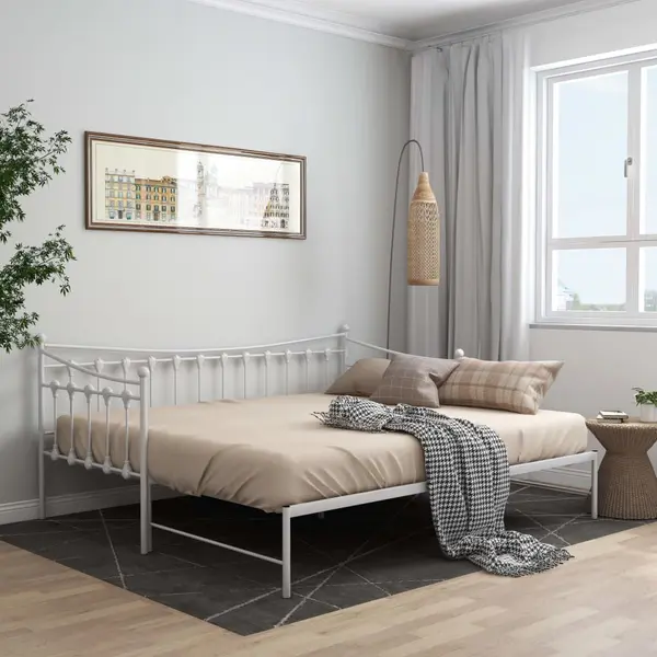 Gossi cadru pat canapea extensibila, alb, 90x200 cm, metal