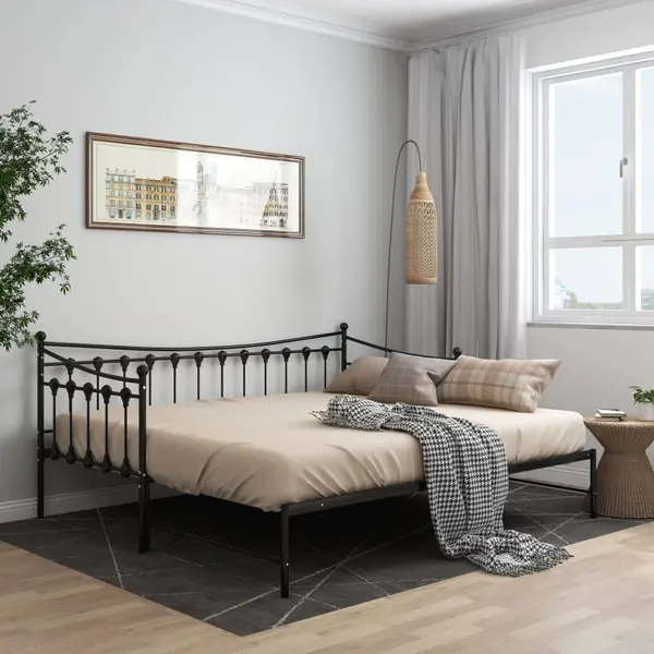 Gossi cadru pat canapea extensibila, negru, 90x200 cm, metal