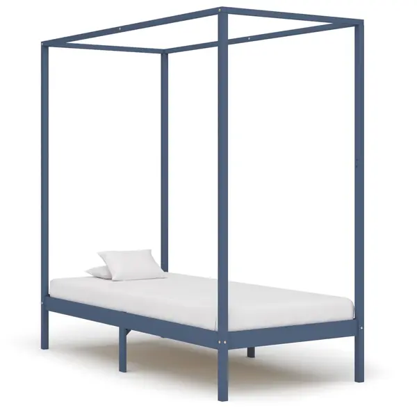 Gossi cadru pat cu baldachin, gri, 100x200 cm, lemn masiv de pin