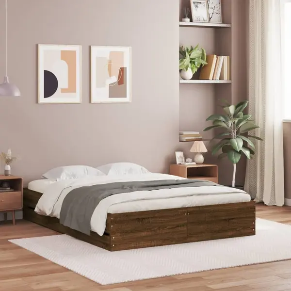 Gossi cadru pat cu sertare stejar maro 120x190 cm lemn prelucrat