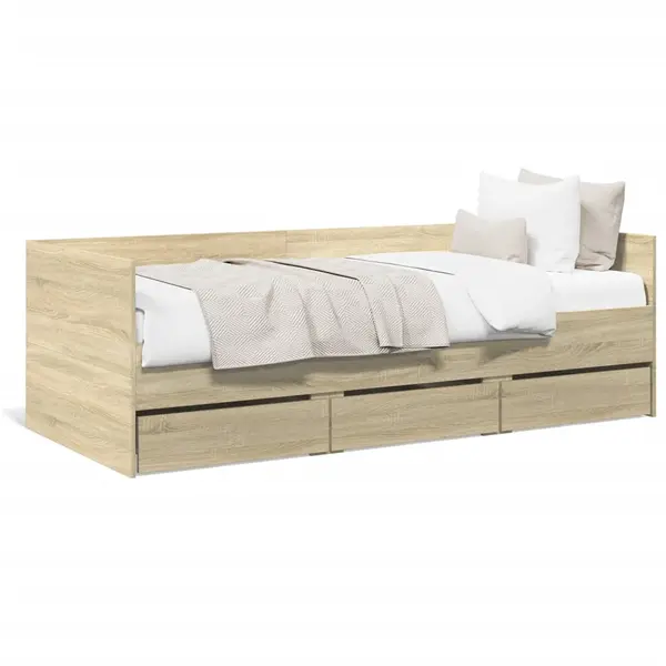 Gossi cadru pat cu sertare, stejar sonoma, 90x190 cm, lemn prelucrat