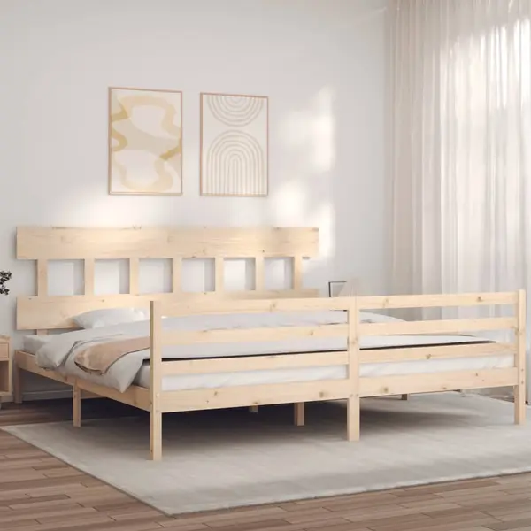 Gossi cadru pat cu tablie 200x200 cm, lemn masiv de pin