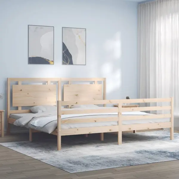 Gossi cadru pat cu tablie 200x200 cm, lemn masiv de pin