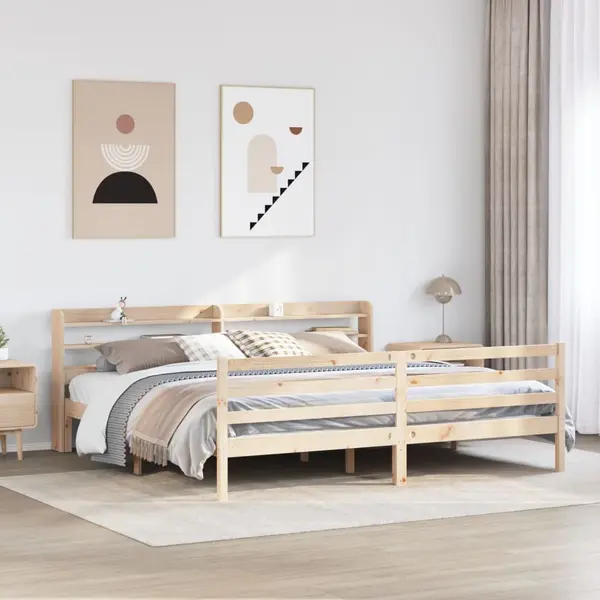 Gossi cadru pat cu tablie 200x200 cm, lemn masiv de pin