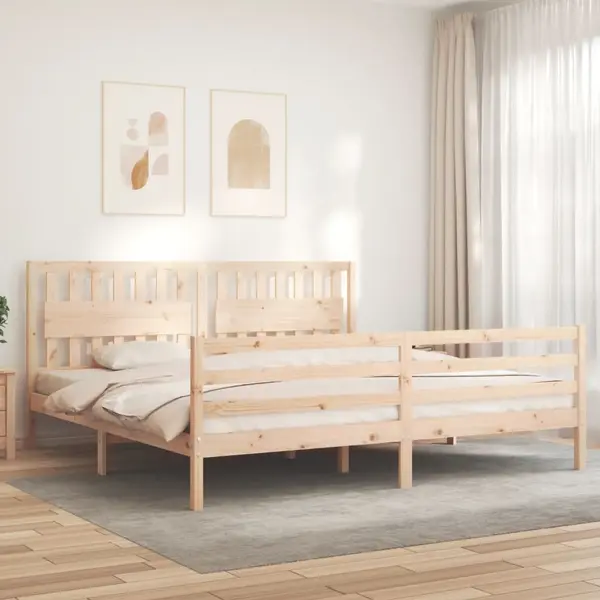 Gossi cadru pat cu tablie 200x200 cm, lemn masiv de pin
