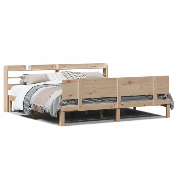Gossi cadru pat cu tablie 200x200 cm, lemn masiv de pin