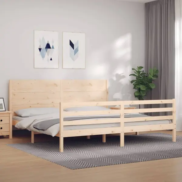 Gossi cadru pat cu tablie 200x200 cm, lemn masiv de pin