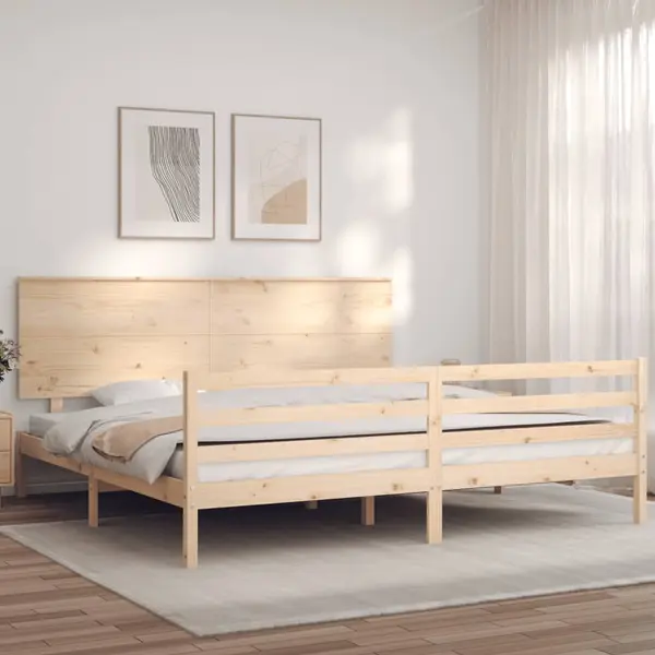 Gossi cadru pat cu tablie 200x200 cm, lemn masiv de pin