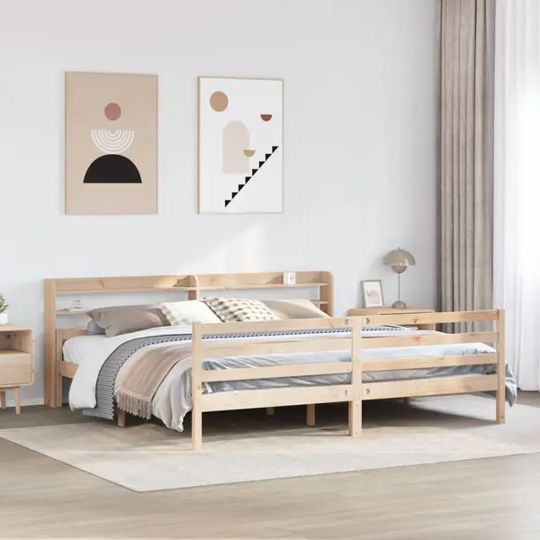 Gossi cadru pat cu tablie 200x200 cm, lemn masiv de pin