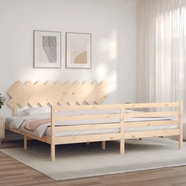 Gossi cadru pat cu tablie 200x200 cm, lemn masiv de pin
