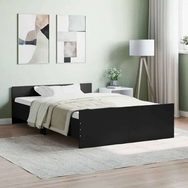 Gossi cadru pat cu tablie de cap/picioare, negru, 120x190 cm