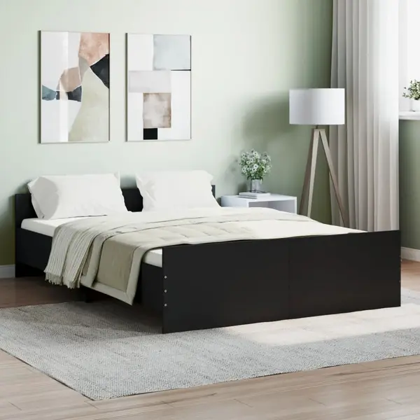 Gossi cadru pat cu tablie de cap/picioare, negru, 140x190 cm