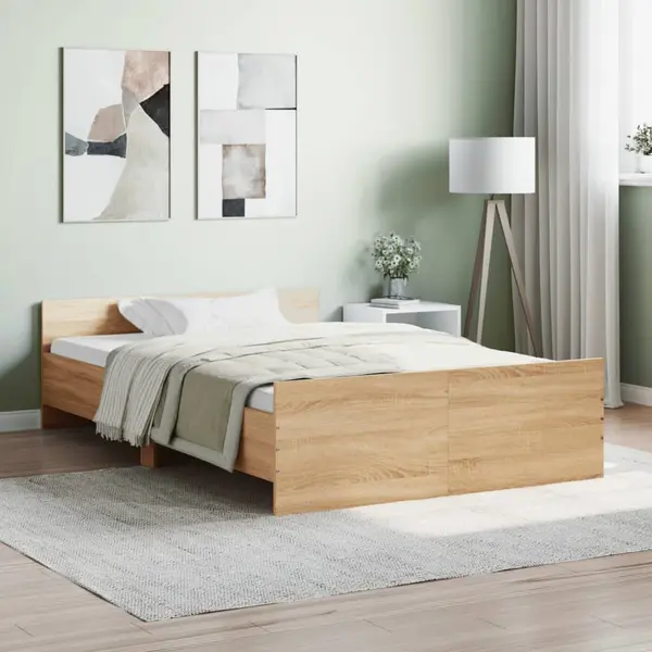 Gossi cadru pat cu tablie la cap/picioare, stejar sonoma, 120x190 cm