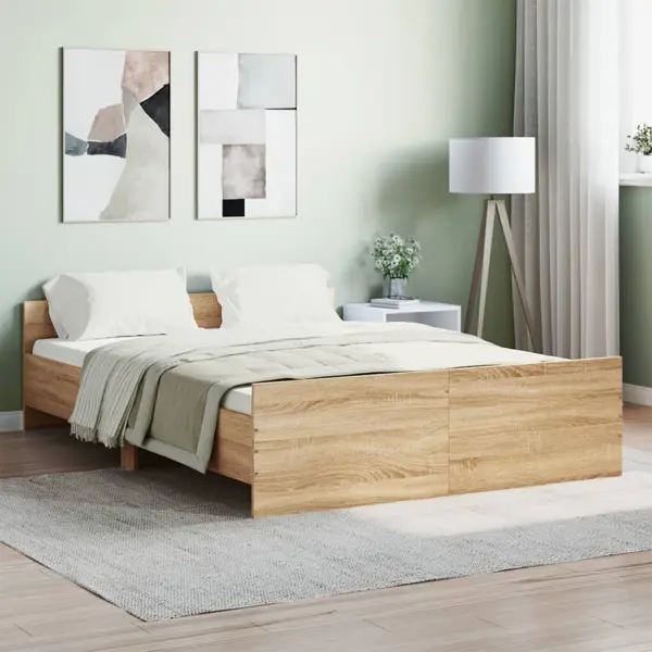 Gossi cadru pat cu tablie la cap/picioare, stejar sonoma, 135x190 cm