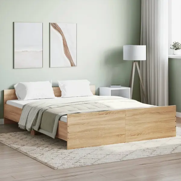 Gossi cadru pat cu tablie la cap/picioare, stejar sonoma, 160x200 cm