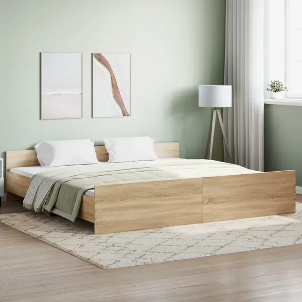 Gossi cadru pat cu tablie la cap/picioare, stejar sonoma, 180x200 cm