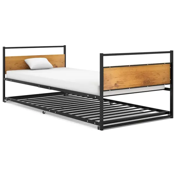 Gossi cadru pat extensibil, negru, 90x200 cm, metal