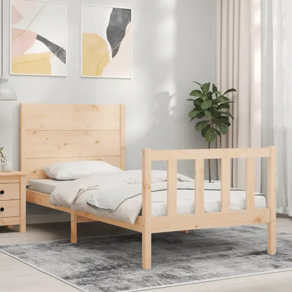 Gossi cadru pat fara saltea, 100x200 cm, lemn masiv pin