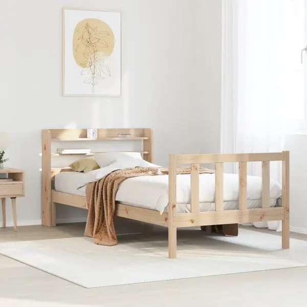 Gossi cadru pat fara saltea, 100x200 cm, lemn masiv pin