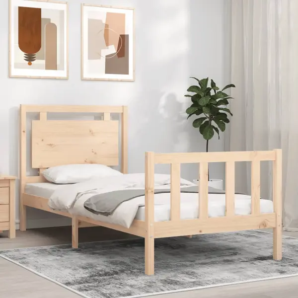 Gossi cadru pat fara saltea, 100x200 cm, lemn masiv pin