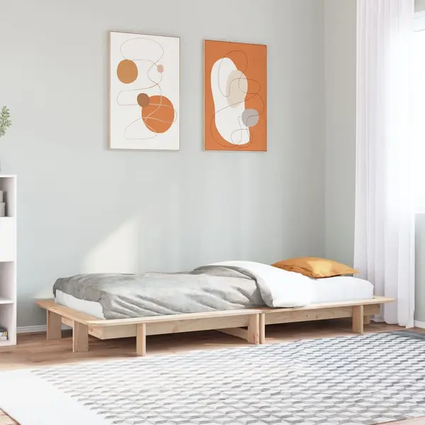 Gossi cadru pat fara saltea, 100x200 cm, lemn masiv pin