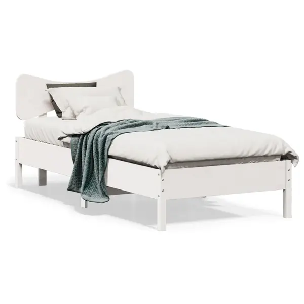Gossi cadru pat fara saltea, alb, 100x200 cm, lemn masiv pin