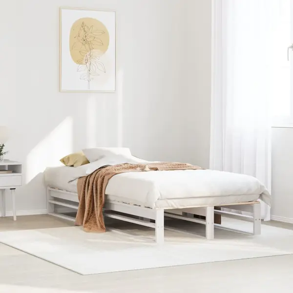 Gossi cadru pat fara saltea, alb, 90x190 cm, lemn masiv de pin