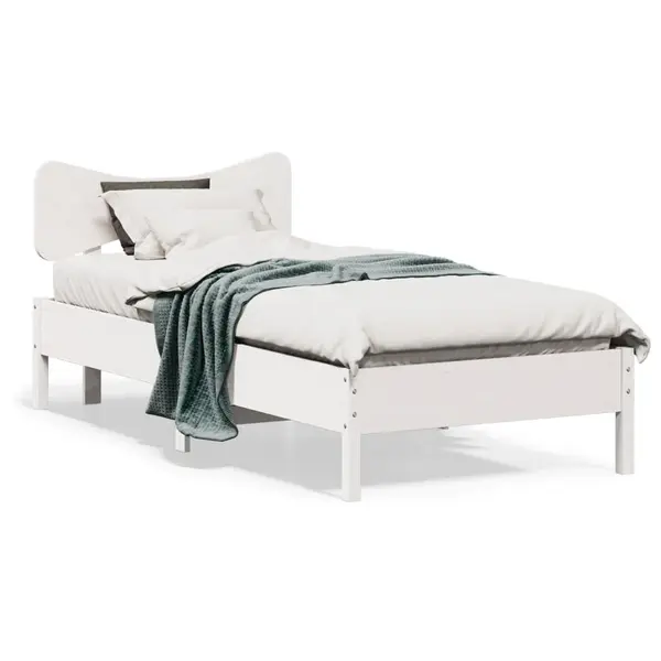 Gossi cadru pat fara saltea, alb, 90x190 cm, lemn masiv de pin
