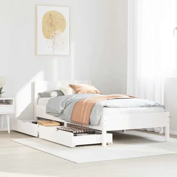 Gossi cadru pat fara saltea, alb, 90x190 cm, lemn masiv de pin