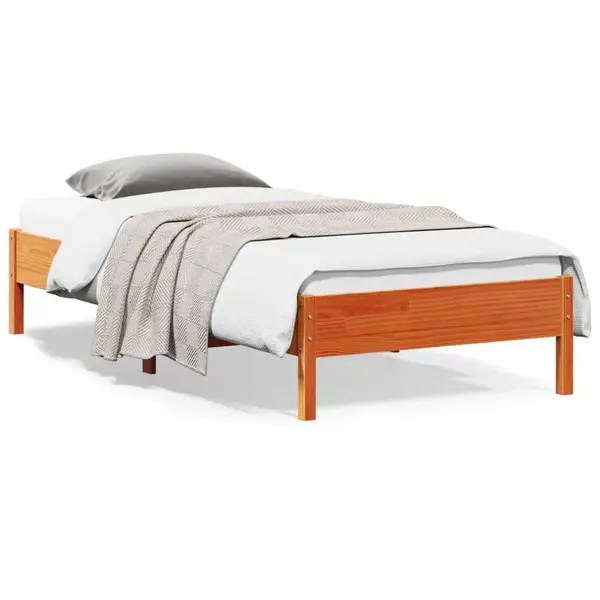 Gossi cadru pat fara saltea, maro ceruit, 100x200 cm, lemn masiv pin