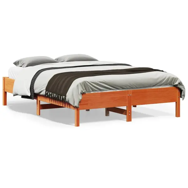 Gossi cadru pat fara saltea, maro ceruit, 120x190 cm, lemn masiv pin