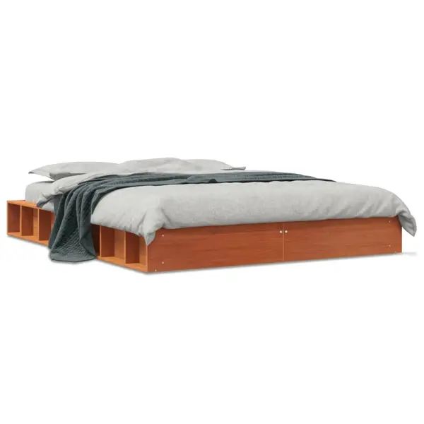 Gossi cadru pat fara saltea, maro ceruit, 120x200 cm, lemn masiv pin