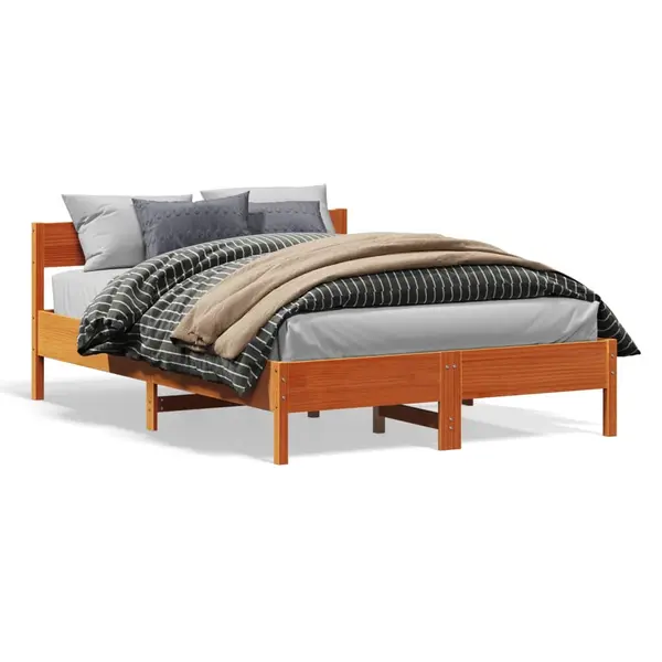 Gossi cadru pat fara saltea, maro ceruit, 120x200 cm, lemn masiv pin