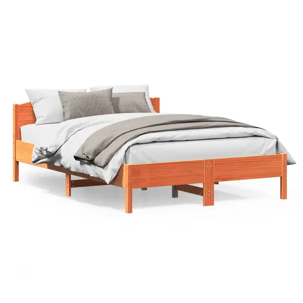 Gossi cadru pat fara saltea, maro ceruit, 160x200 cm, lemn masiv pin