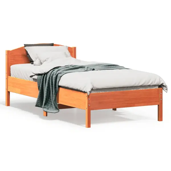 Gossi cadru pat fara saltea, maro ceruit, 90x190 cm, lemn masiv pin