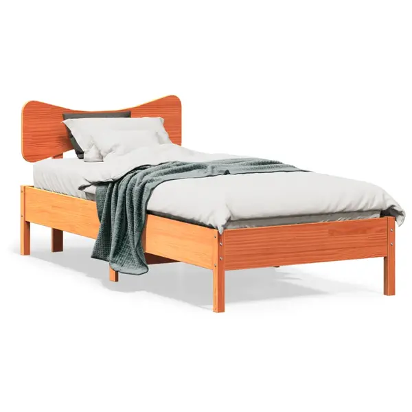 Gossi cadru pat fara saltea, maro ceruit, 90x190 cm, lemn masiv pin