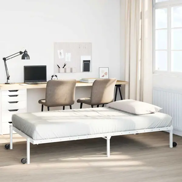 Gossi cadru pat fara saltea pliabil alb 100x190 cm otel