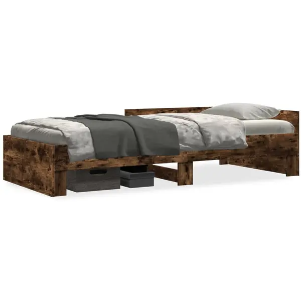 Gossi cadru pat fara saltea, stejar fumuriu 75x190 cm lemn prelucrat